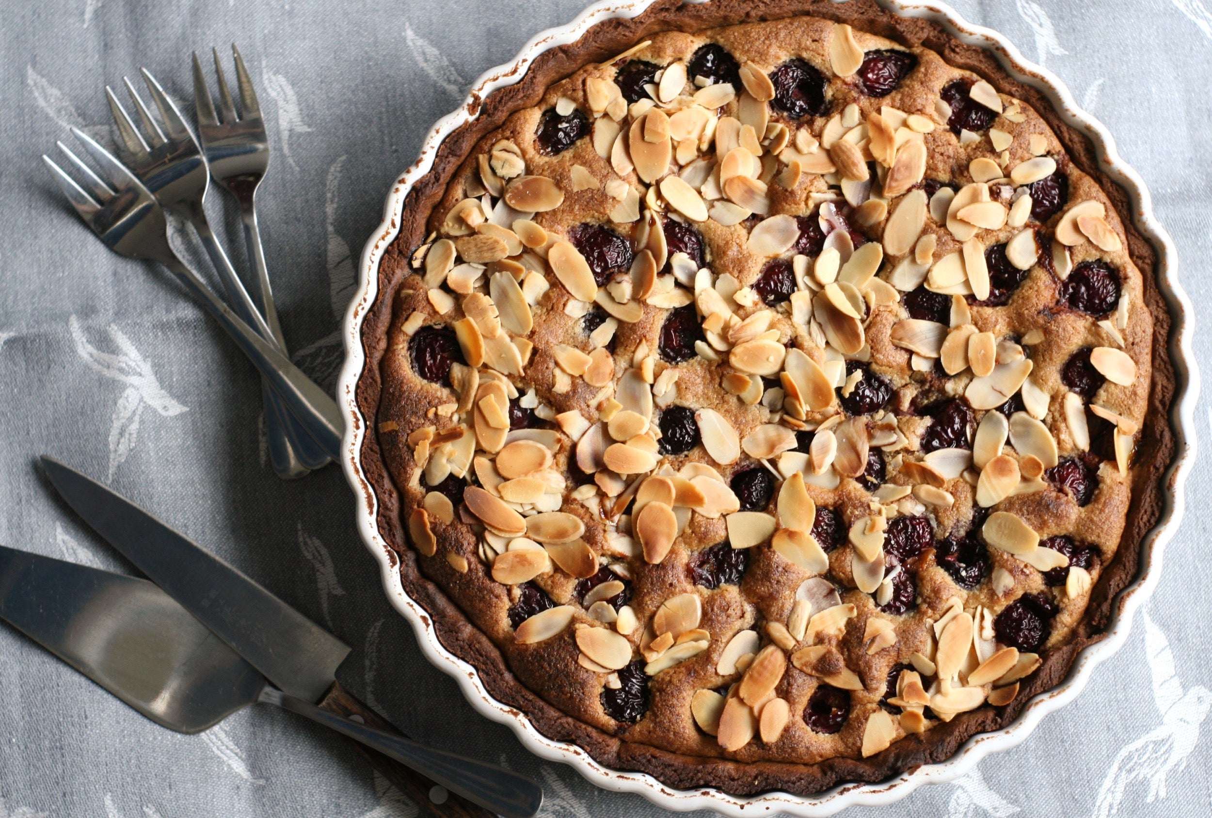 Frangipani tart with cherries and 01 Pilsner Spent Grain Flour