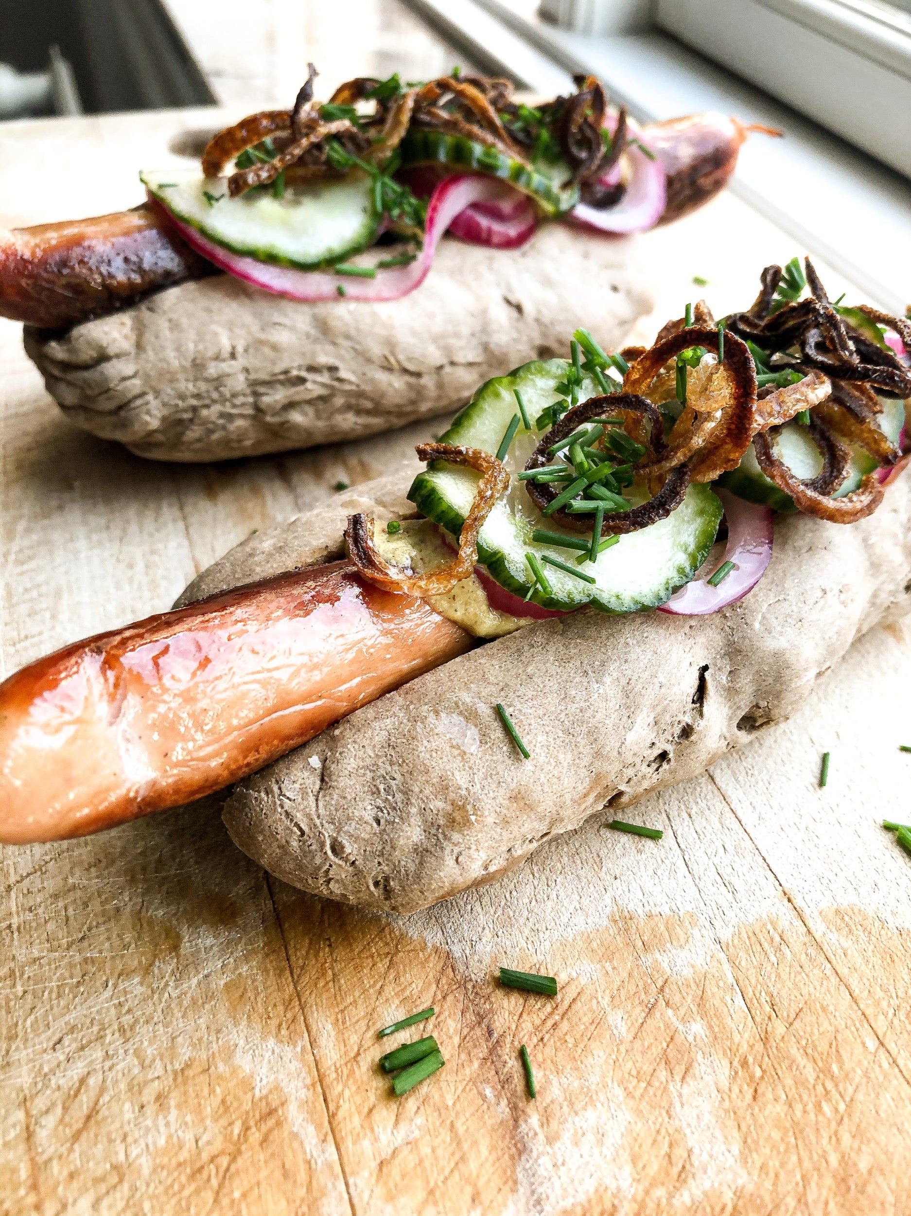 Hot dogs with 01 Pilsner Spent Grain Flour | sustainable flour